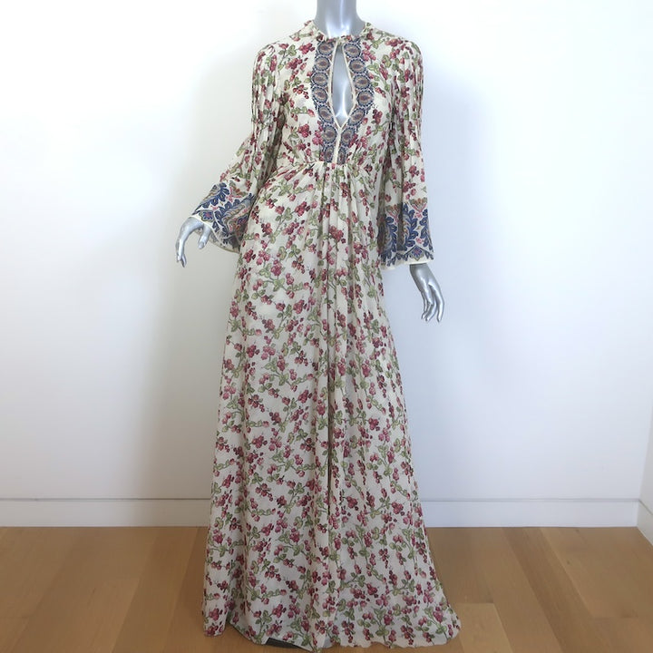 Etro Flutter Sleeve Maxi Dress Cream Berry