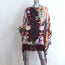 Etro Fringed Poncho Tunic Dress Multicolor Floral Print Satin One Size