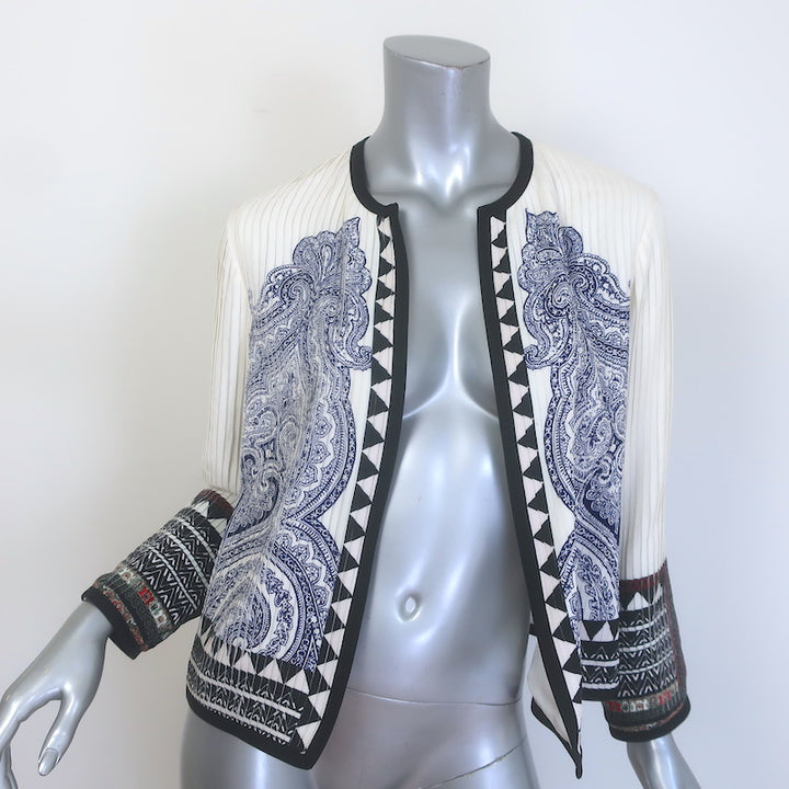 Etro Paisley Print Pleated Open-Front Jacket 