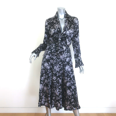 Evi Grintela Belted Midi Shirt Dress Black Floral 