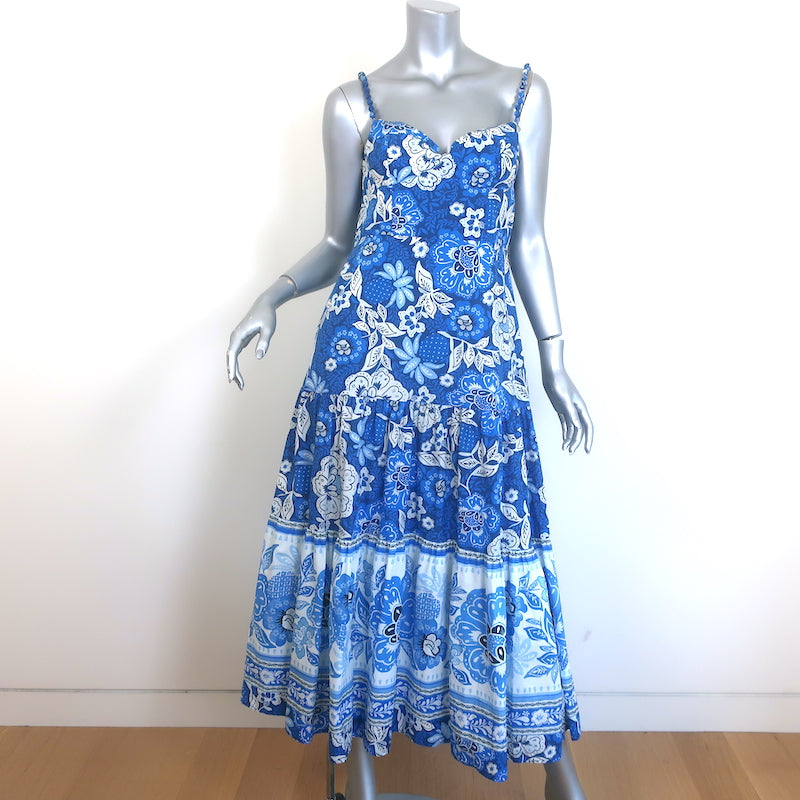 FARM Rio Full of Flowers Midi Dress Blue Floral Print Cotton Size Medi Celebrity Owned FARM Rio Full of Flowers Midi Dress Blue Floral Print Cotton Size Medi Celebrity Owned