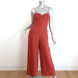 FARM Rio Petals Bodice Jumpsuit Red Linen Size Extra Small NEW