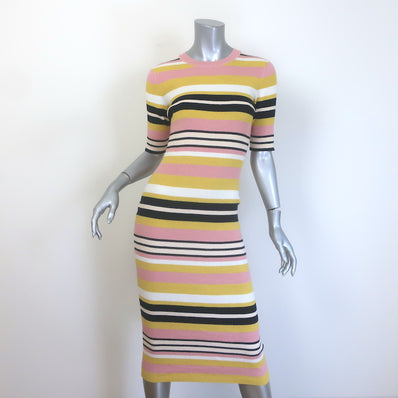 FRAME Baja Striped Ribbed Knit Midi Dress