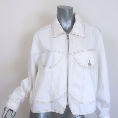 FRAME Denim Heart Jacket White Cotton Size Medium NEW