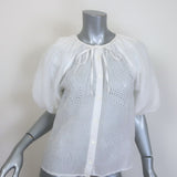 FRAME Eyelet Puff Sleeve Top White Ramie Size Extra Small