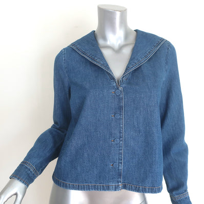 FRAME sailor-collar denim shirt in blue, authentic pre-owned long-sleeve top size XS