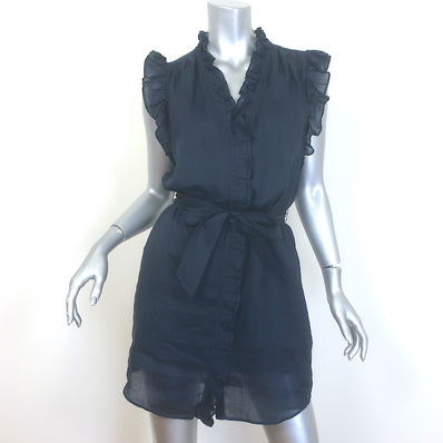 FRAME Lauren Belted Ruffled Mini Dress