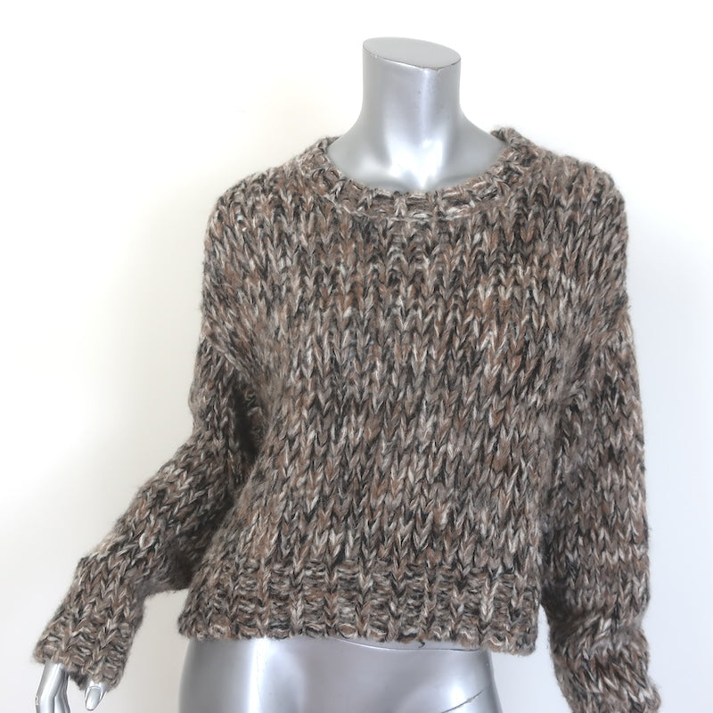FRAME Marled Knit Cropped Crewneck Sweater