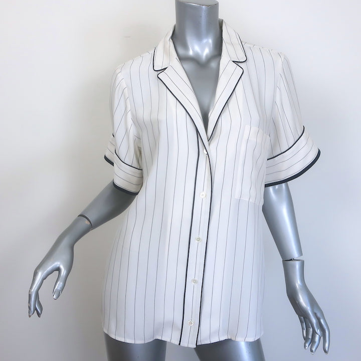 FRAME Pajama Shirt White &amp; Navy Pinstripe 