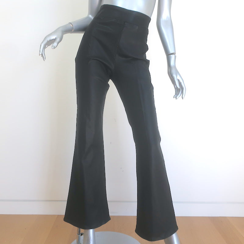 FRAME The Jetset Flare Pants Black Coated Stretch Denim 