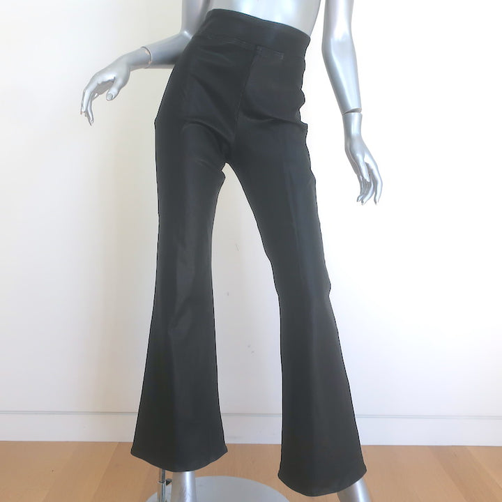 FRAME The Jetset Flare Pants Black Coated Stretch Denim 
