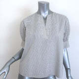 FRAME V-Neck Popover Top White/Black Striped Cotton Size Small