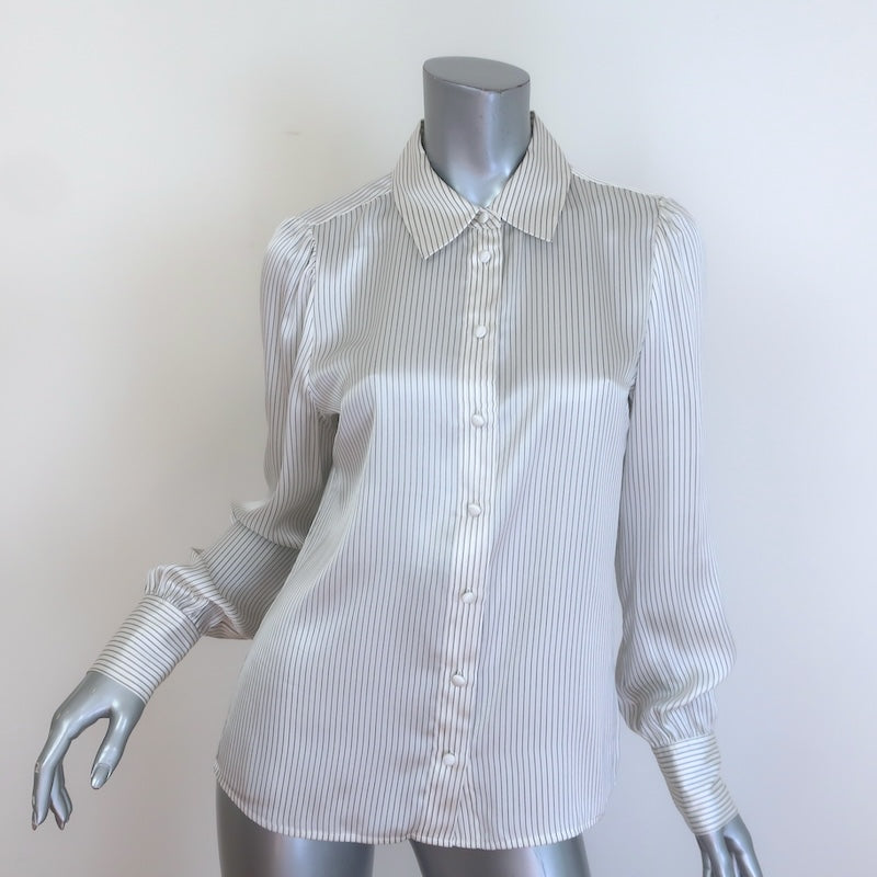 FRAME Victorian Striped Button-Front Silk Shirt 