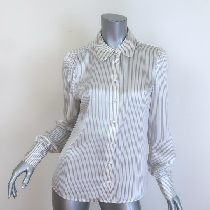 FRAME Victorian Striped Button-Front Silk Shirt 