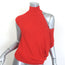 Fendi Asymmetric Cutout Turtleneck Top Red Boucle Stretch Knit Size US 2