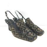 Fendi FFreedom Slingback Pumps Tobacco Zucca Canvas Size 38