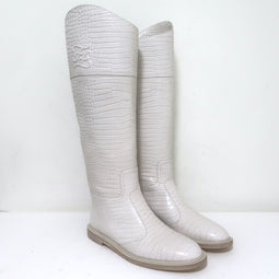 Fendi Karligraphy Crocodile-Embossed Riding Boots 