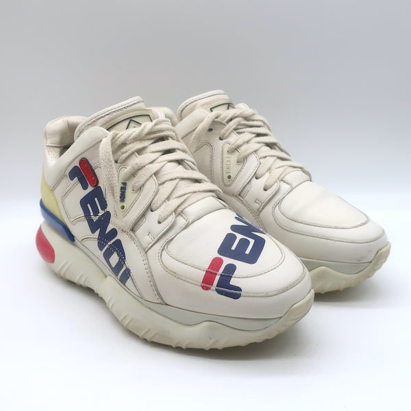 Fendi Mania Low Top Sneakers Cream Leather Size 37.5 – Celebrity Owned