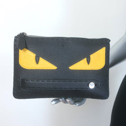 Fendi Monster Eyes Medium Clutch Bag Black Grained Leather