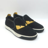Fendi Monster Eyes Slip-On Sneakers Black Suede Size 7