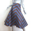 Fendi Striped Satin Jacquard Flared Midi Skirt Blue Silk-Blend Size 46