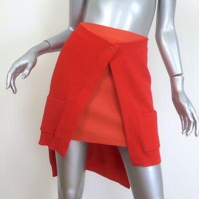 Fendi Trompe l'oeil double-layer mini sweater skirt in red stretch knit, pre-owned authentic luxury