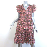 Figue Tassel-Tie Flutter Sleeve Dress Pink Printed Cotton Size Extra Small
