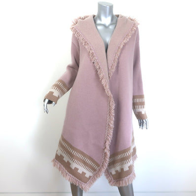 Fleetwood LA Stevie cashmere hooded blanket cardigan in soft pink, pre-owned, authentic luxury knit