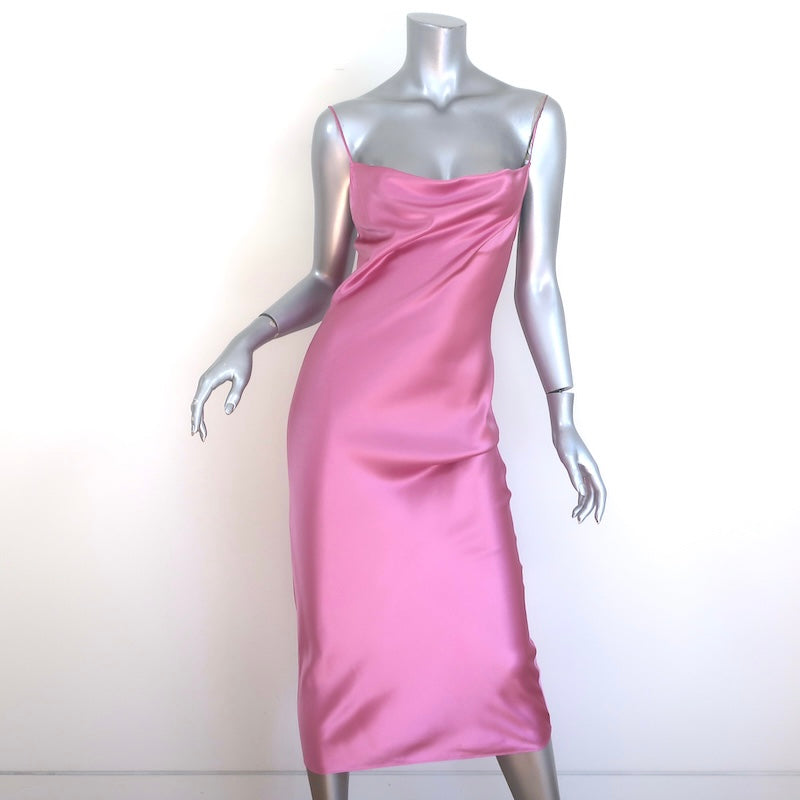 Fleur du Mal Cowl Neck Midi Slip Dress Rosette Silk Satin Size Extra S Celebrity Owned Fleur du Mal Cowl Neck Midi Slip Dress Rosette Silk Satin Size Extra S Celebrity Owned
