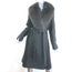 Fleurette Fox Fur Collar Wrap Coat Dark Gray Wool-Blend Size 14