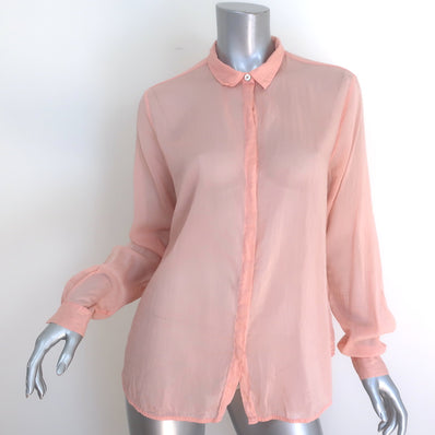 Forte Forte Button Down Shirt Peach Cotton-Silk Voile Size III Long Sleeve Top