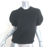 Frame Shirred Short Sleeve Cashmere Sweater Black Size Extra Small