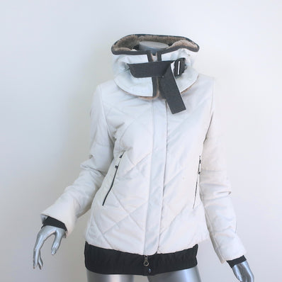 Frauenschuh Noemi Multi Ripstop Ski Jacket with Rex Fur-Trim Hood White Size 1