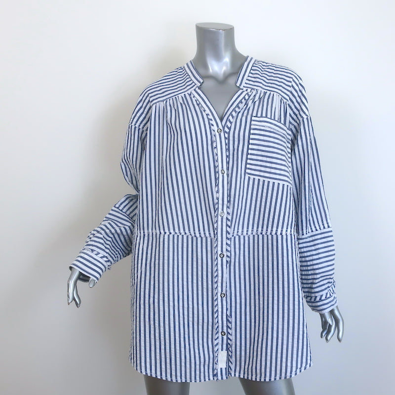 Free People We The Free One Of The Boys Striped Tunic Shirt Blue Size Medium NEW
