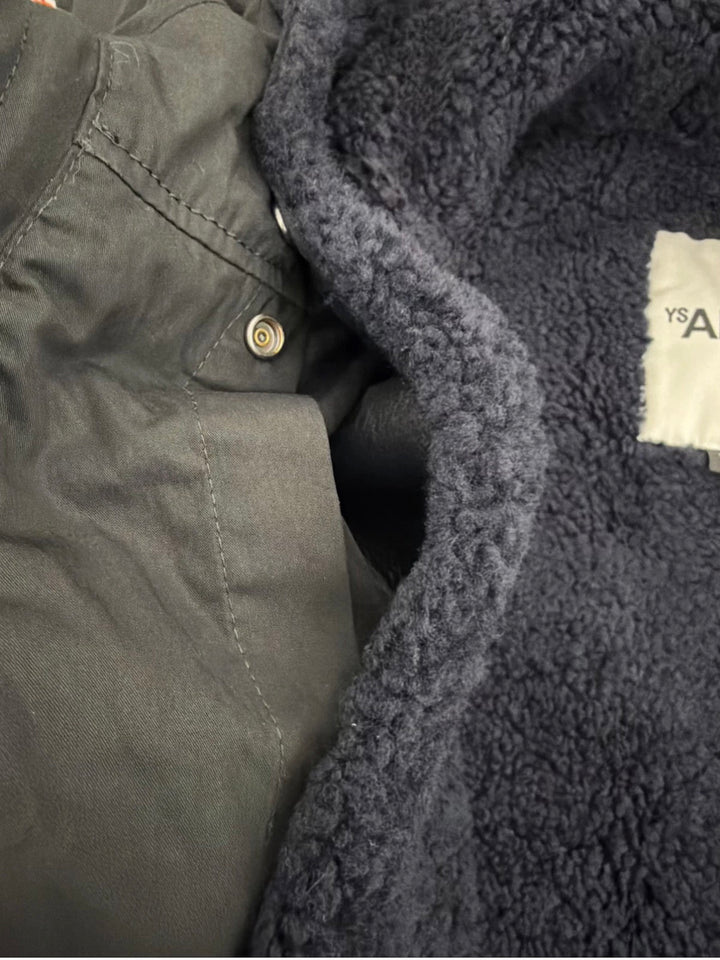 Yves Salomon Shearling &amp; Down-Lined Hooded Parka Black Cotton-Blend Size 50