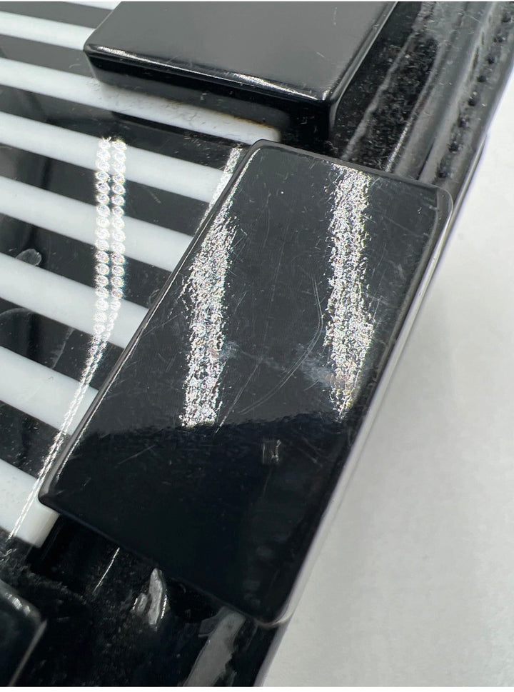 Chanel Boy Brick Striped Flap Bag Black &amp; White Patent Leather Small Crossbody