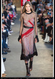 Altuzarra Kleber Layered Fishnet Long Sleeve Dress Black/Red Size 36