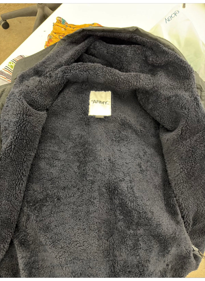 Yves Salomon Shearling &amp; Down-Lined Hooded Parka Black Cotton-Blend Size 50
