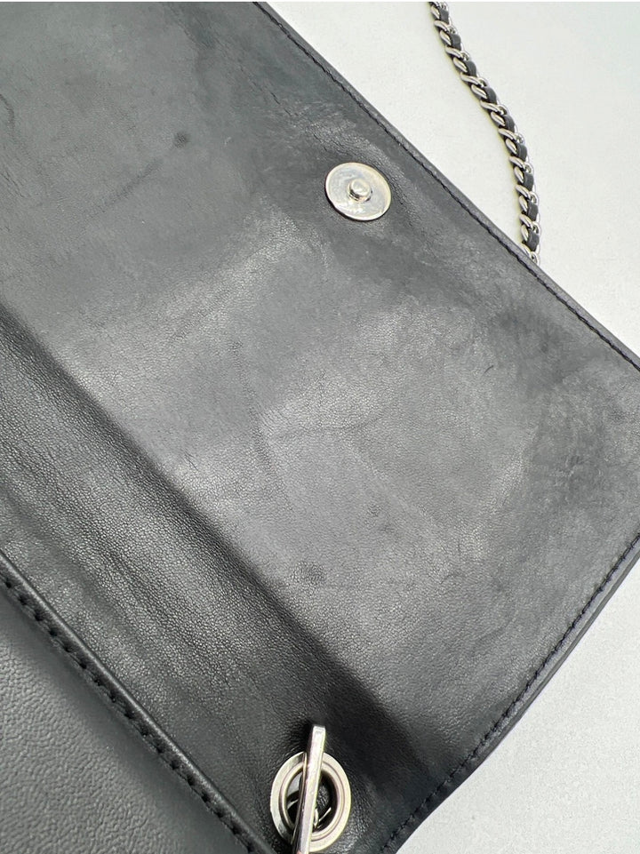 Chanel Boy Brick Striped Flap Bag Black &amp; White Patent Leather Small Crossbody