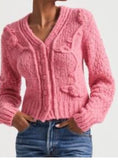 LoveShackFancy Fabietto Cropped Cardigan Pink Alpaca-Blend Size Extra Small