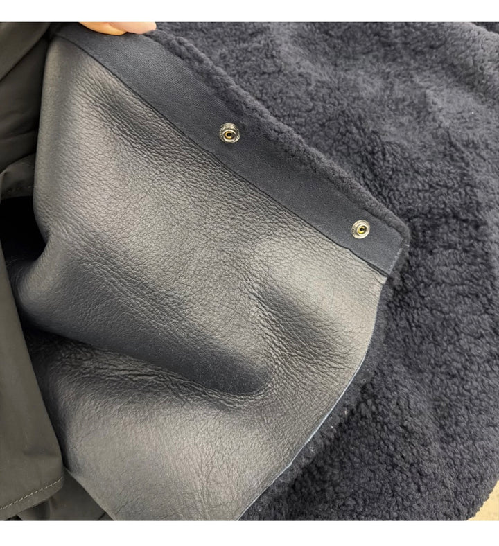 Yves Salomon Shearling &amp; Down-Lined Hooded Parka Black Cotton-Blend Size 50