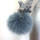 Furla Fox Fur Pom Pom Bag Charm Blue