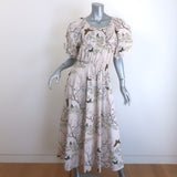 G. Label Sheely Puff Sleeve Midi Dress Cream Butterfly Print 