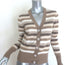GANNI Crystal-Button Striped Cashmere Cardigan Beige/Cream Size Extra Small