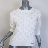 GANNI Open-Back Short Sleeve Cable Knit Top 