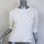 GANNI Open-Back Short Sleeve Cable Knit Top White Cotton Size Small