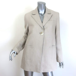 GANNI Oversized Linen Blazer Beige Size 32 