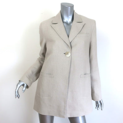 GANNI Oversized Linen Blazer Beige Size 32 