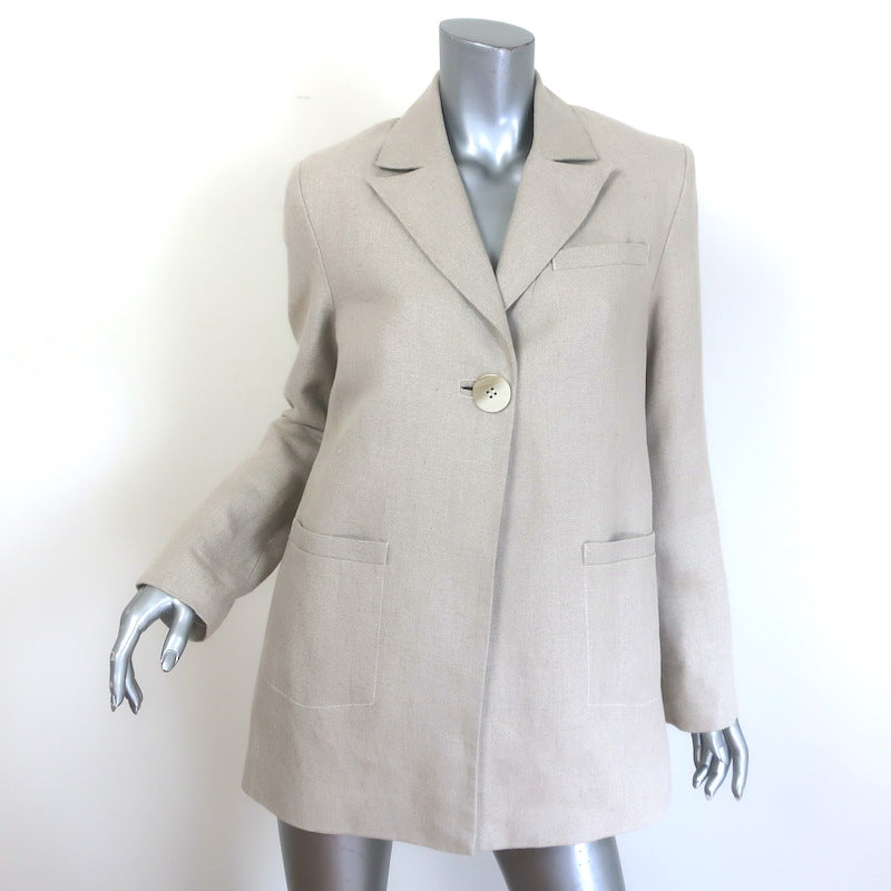 GANNI Oversized Linen Blazer Beige Size 32 