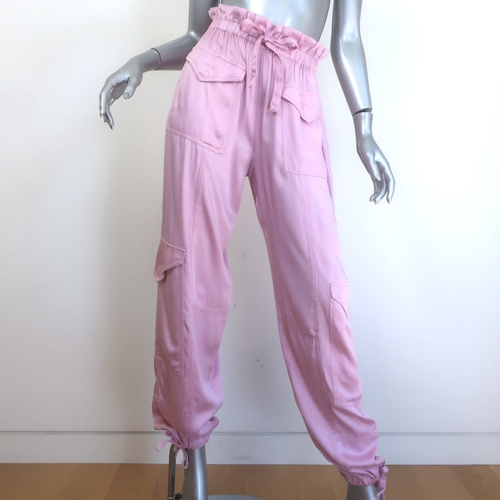 GANNI Washed Satin Cargo Pants Bleached Mauve